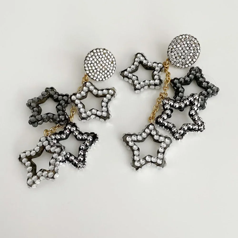 J. Crew Starry Drop Earrings with Crystals (Licorice) - Picture 2 of 3